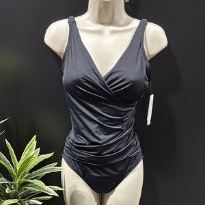 Jantzen Tummy Control,smoothing,deep V-neck,draped,full coverage,cups,adjustable